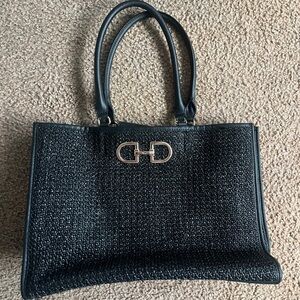 H&M Black Straw Shopper Tote Bag (Rare)